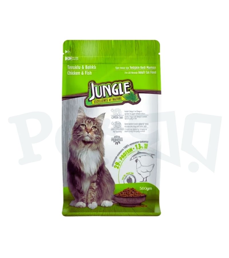 Jungle Adult Dry Cat Food Chicken & Fish 500gm Jungle Adult Dry Cat Food Chicken & Fish 500gm - Image 1